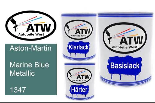 Aston-Martin, Marine Blue Metallic, 1347: 1L Lackdose + 1L Klarlack + 500ml Härter - Set, von ATW Autoteile West.